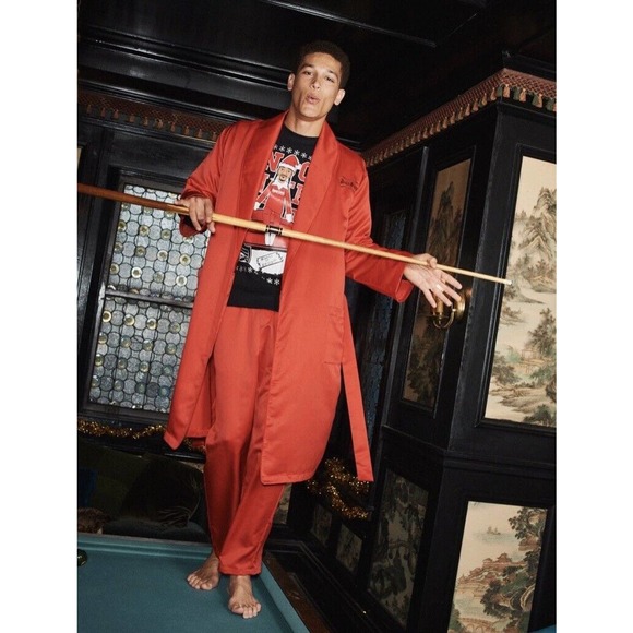 Dogg Supply by Snoop Dogg Mens Poly Satin Robe Red Size Medium Casual Sleepwear - Picture 2 of 4